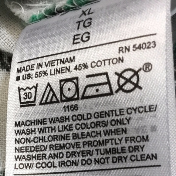 Linen Cotton Tropical Print V-Neck Blouse Top - Picture 6 of 8